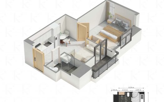 TypeE-Fully furnished 1-Bedroom Condo for Sale