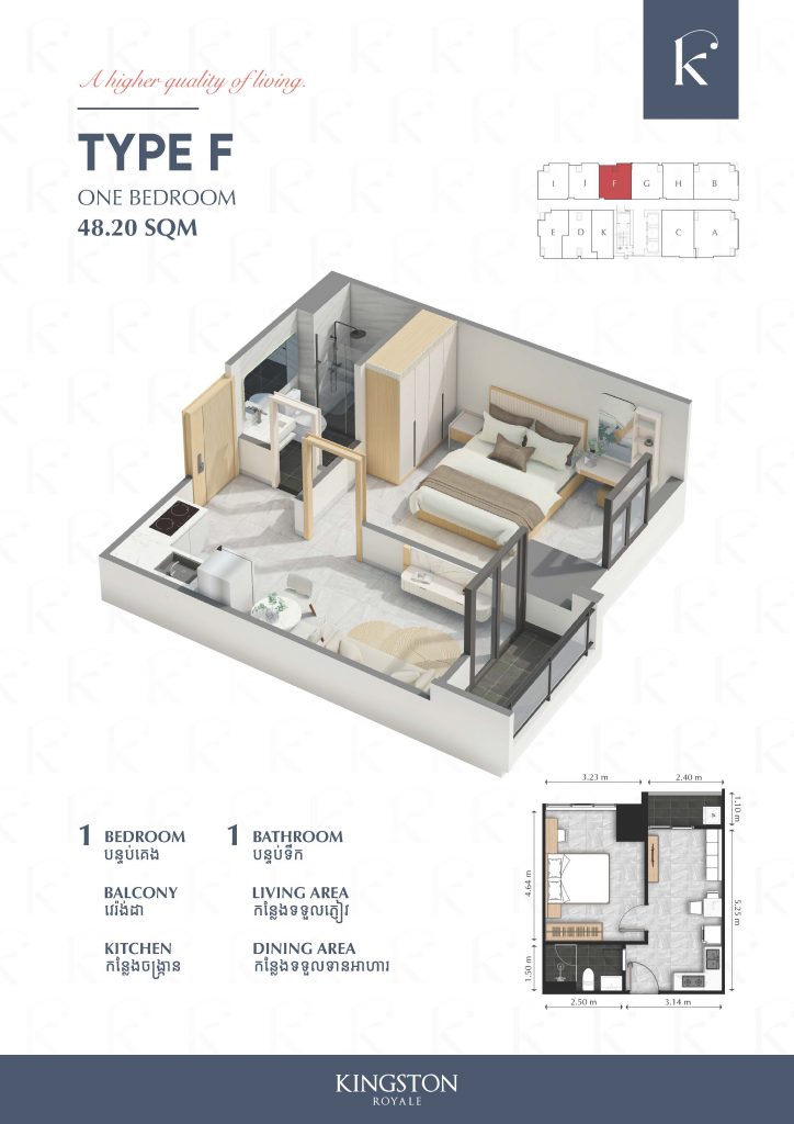 TypeF-Fully furnished 1-Bedroom Condo for Sale