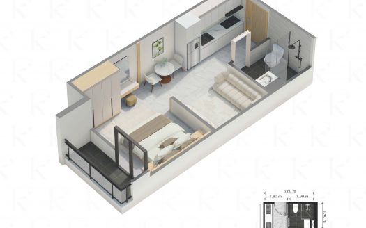 TypeK-Fully furnished 1-Bedroom Condo for Sale